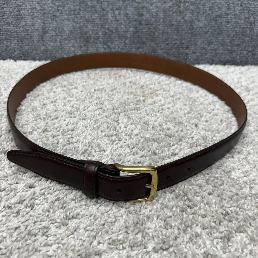 Alden Leather Belt burgundy brown brass buckle men's size 38 (0102)